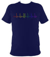 Rainbow Coloured Heartbeat Fiddle T-shirt - T-shirt - Navy - Mudchutney