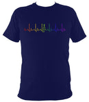 Rainbow Coloured Heartbeat Fiddle T-shirt - T-shirt - Navy - Mudchutney