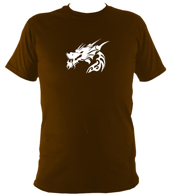 Tribal Tattoo Style Dragon Head T-shirt - T-shirt - Dark Chocolate - Mudchutney