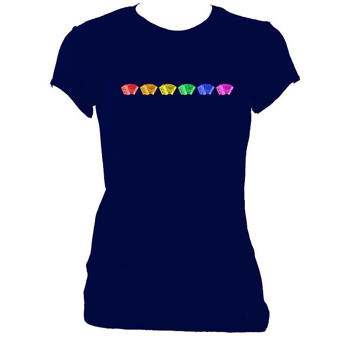 update alt-text with template Rainbow of Melodeons Ladies Fitted T-shirt - T-shirt - Navy - Mudchutney