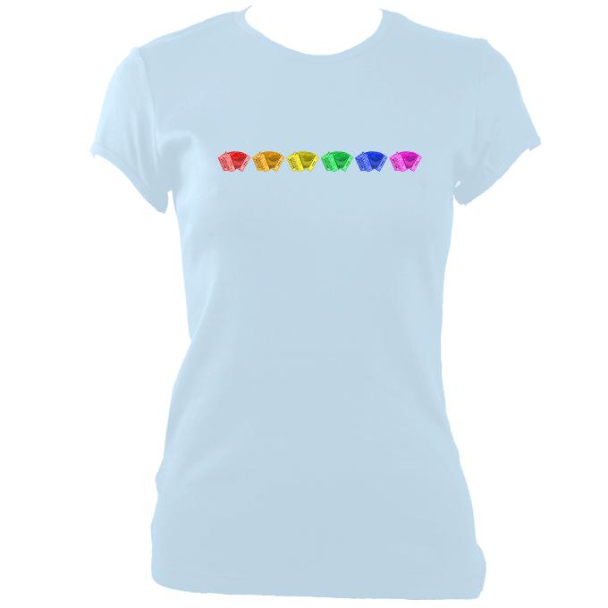 update alt-text with template Rainbow of Melodeons Ladies Fitted T-shirt - T-shirt - Light Blue - Mudchutney