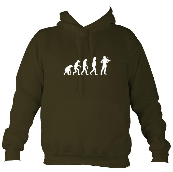 Evolution of Fiddle Players Hoodie-Hoodie-Olive green-Mudchutney