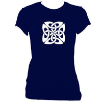 update alt-text with template Celtic Square-ish Knot Ladies Fitted T-Shirt - T-shirt - Navy - Mudchutney