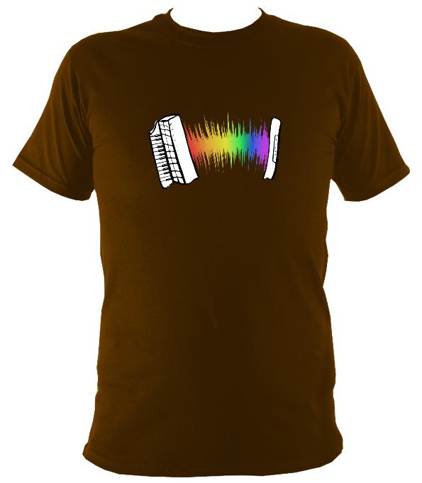 Rainbow Sound Wave Piano Accordion T-shirt - T-shirt - Dark Chocolate - Mudchutney