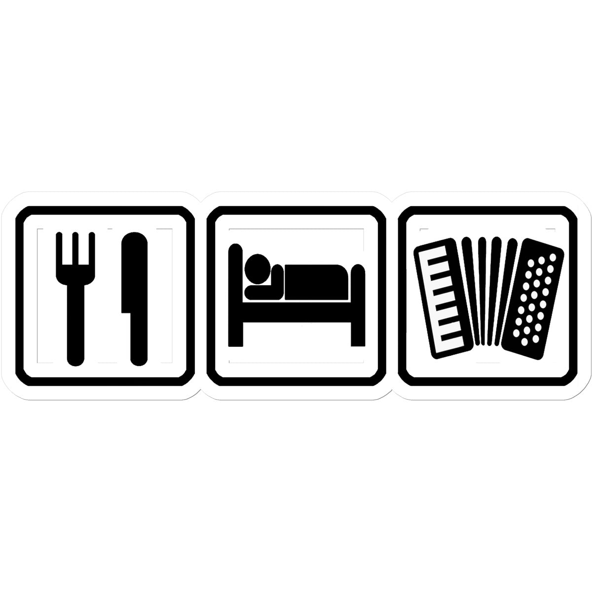 Eat Sleep & Play Accordion Sticker
