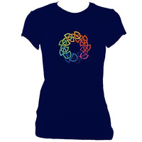 update alt-text with template Rainbow Celtic Knot Ladies Fitted T-shirt - T-shirt - Navy - Mudchutney
