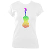 update alt-text with template Rainbow Dotted Fiddle Ladies Fitted T-shirt - T-shirt - White - Mudchutney