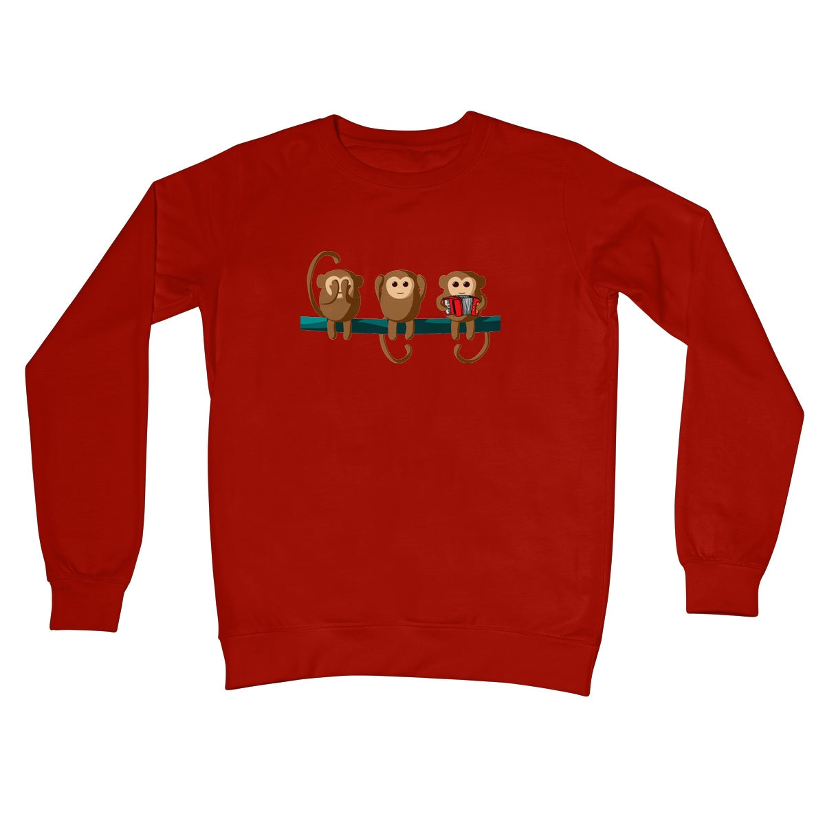 Play No Accordion Monkeys Crew Neck Sweatshirt