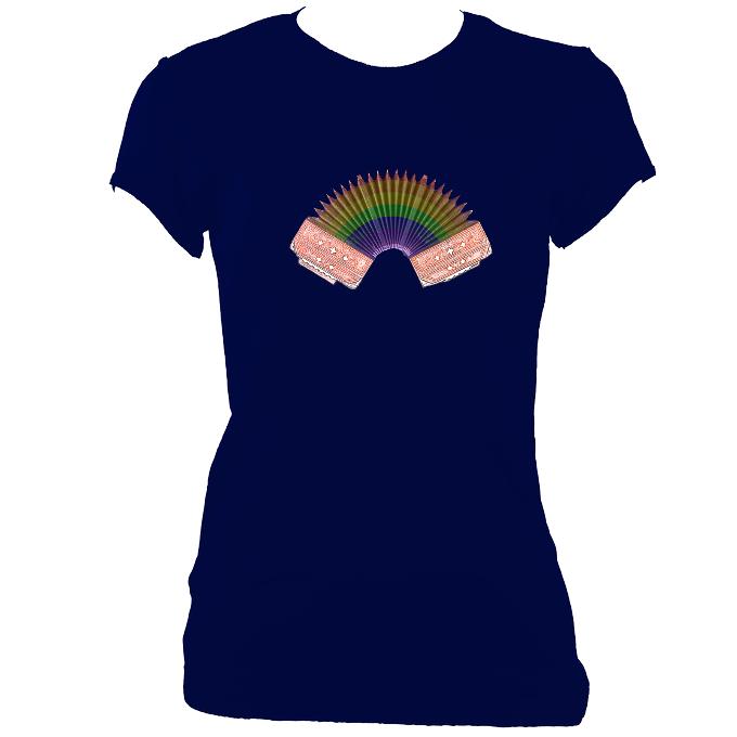 update alt-text with template Rainbow Accordion Ladies Fitted T-shirt - T-shirt - Navy - Mudchutney