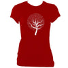 update alt-text with template Musical Notes Tree Ladies Fitted T-shirt - T-shirt - Antique Cherry Red - Mudchutney