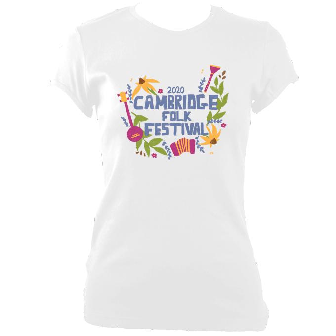 update alt-text with template Cambridge Folk Festival - Design 4 - Women's Fitted T-Shirt - T-shirt - White - Mudchutney