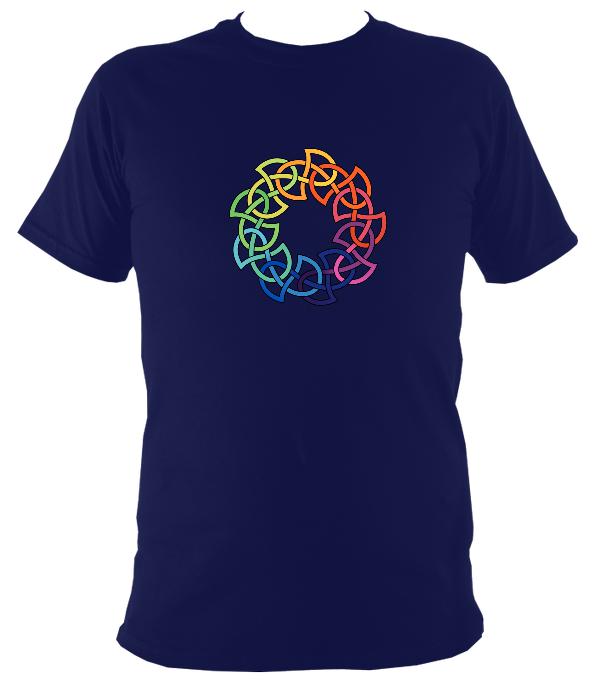 Rainbow Coloured Celtic Knot T-shirt - T-shirt - Navy - Mudchutney
