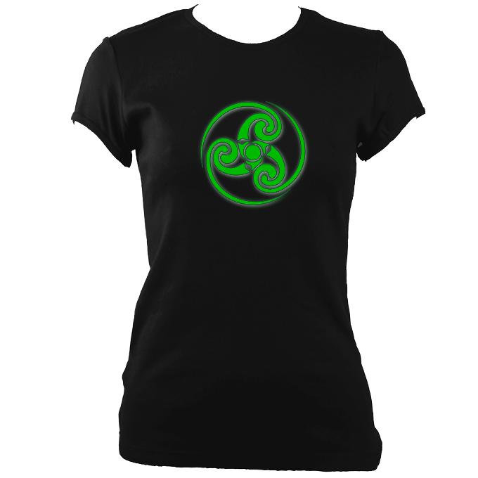 Celtic Tribal Spiral Ladies Fitted T-shirt - T-shirt - Black - Mudchutney
