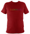 Heartbeat Concertina in Rainbow Colours T-Shirt - T-shirt - Antique Cherry Red - Mudchutney