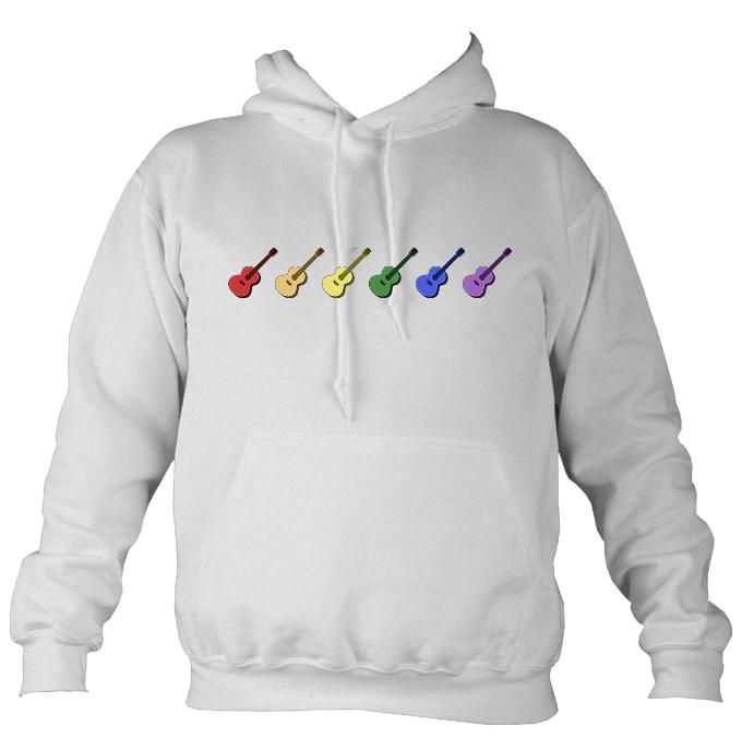 Rainbow Coloured Row of Guitars Hoodie-Hoodie-Ash-Mudchutney