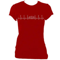 update alt-text with template Heartbeat Concertina Ladies Fitted T-shirt - T-shirt - Antique Cherry Red - Mudchutney