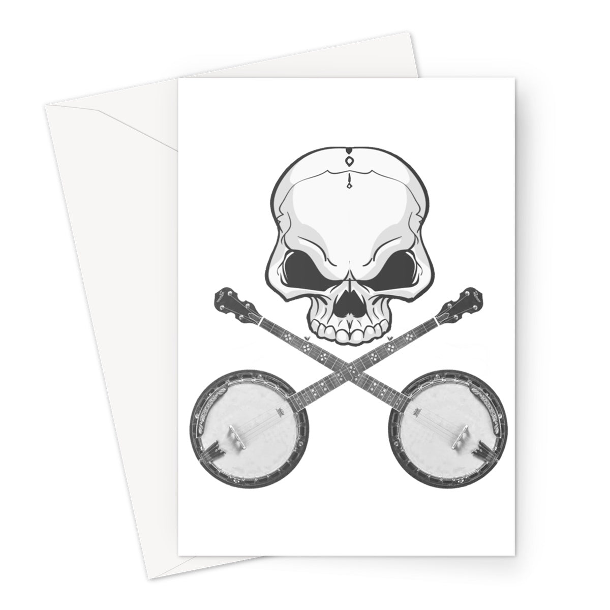 Skull and crossed Banjos Greeting Card