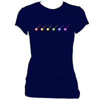 update alt-text with template Rainbow of Banjos Ladies Fitted T-shirt - T-shirt - Navy - Mudchutney