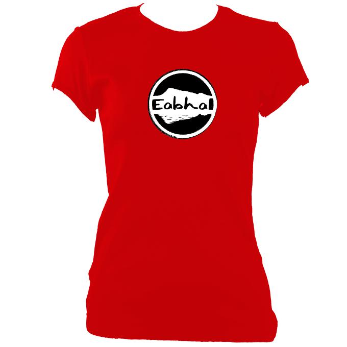 update alt-text with template Eabhal Large Logo Ladies Fitted T-shirt - T-shirt - Red - Mudchutney