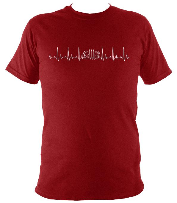 Heartbeat Concertina T-shirt - T-shirt - Antique Cherry Red - Mudchutney