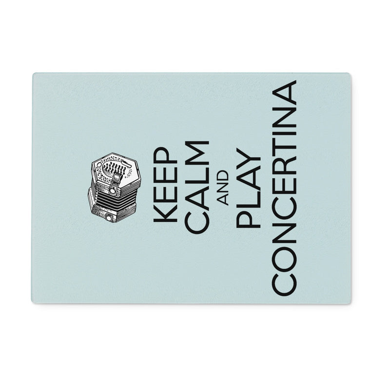 Keep Calm & Play English Concertina Glass Chopping Board