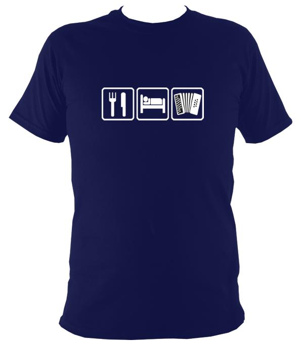 Eat, Sleep, Play Melodeon T-shirt - T-shirt - Navy - Mudchutney