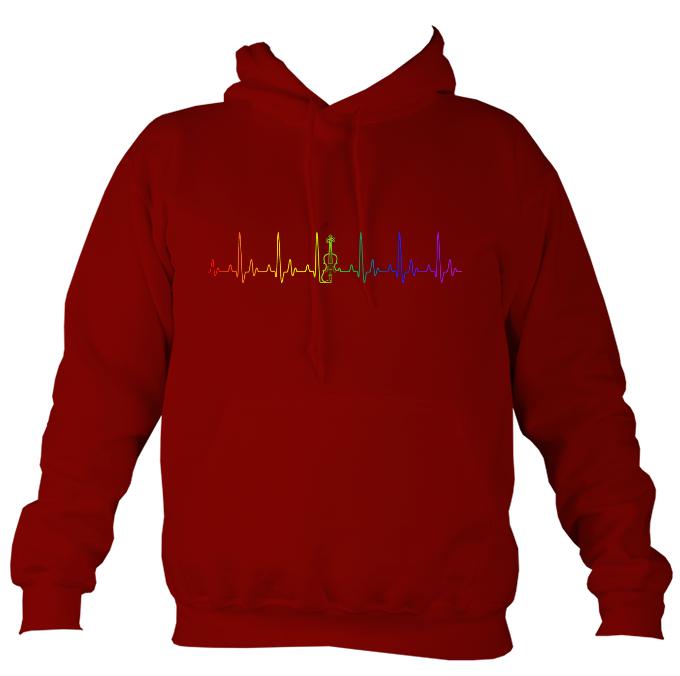 Heartbeat Fiddle in Rainbow Colours Hoodie-Hoodie-Red hot chilli-Mudchutney