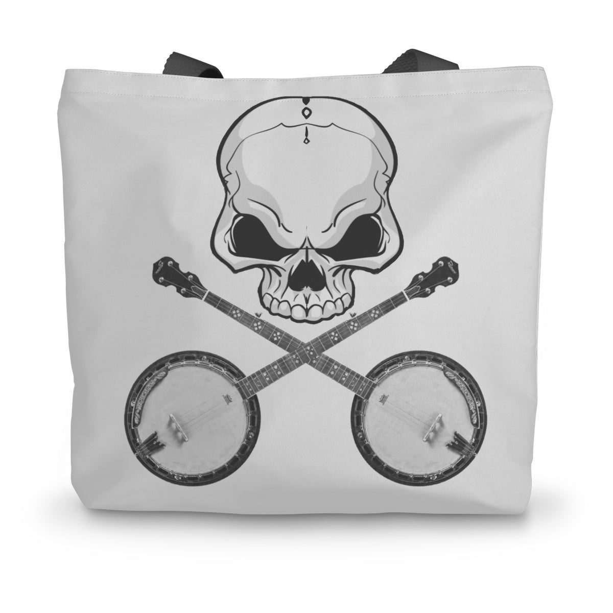 Skull and crossed Banjos Canvas Tote Bag