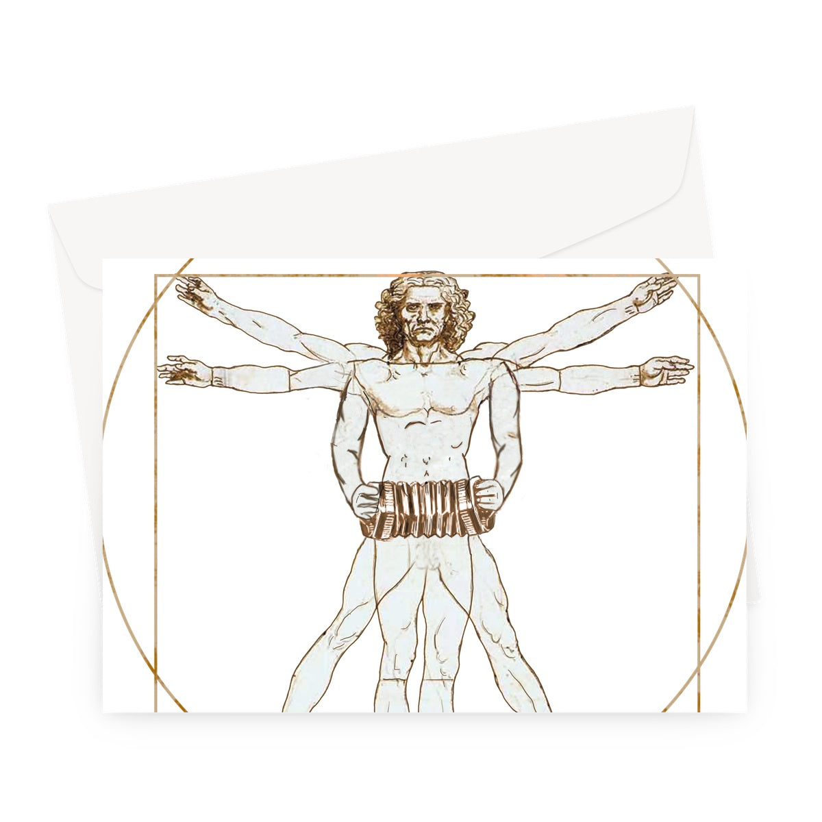 Da Vinci Vitruvian Man Concertina Greeting Card