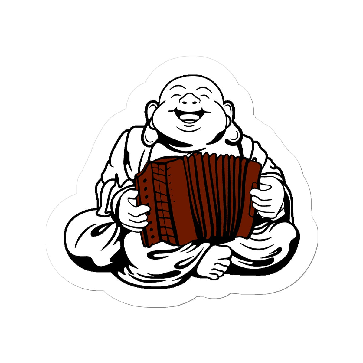 Melodeon Playing Buddha Sticker