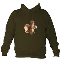 Concertina Playing Squirrel Hoodie-Hoodie-Olive green-Mudchutney