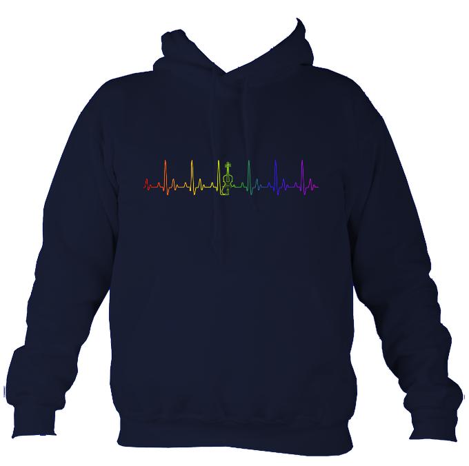 Heartbeat Fiddle in Rainbow Colours Hoodie-Hoodie-Oxford navy-Mudchutney