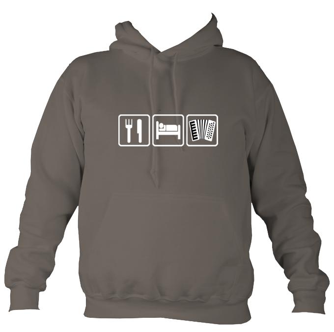 Eat, Sleep, Play Accordion Hoodie-Hoodie-Mocha brown-Mudchutney