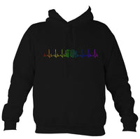 Heartbeat Melodeon in Rainbow Colours Hoodie-Hoodie-Jet black-Mudchutney