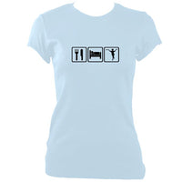 update alt-text with template Eat, Sleep, Dance Morris Ladies Fitted T-shirt - T-shirt - Light Blue - Mudchutney