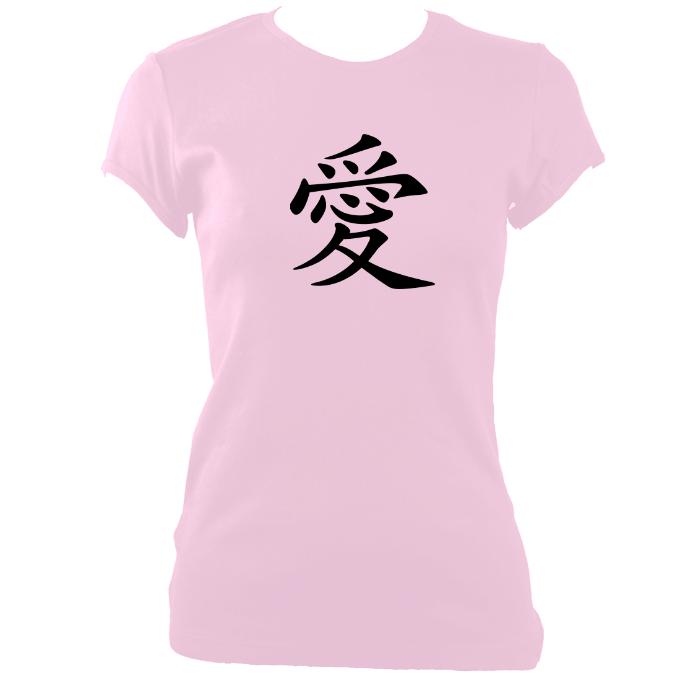 update alt-text with template Japanese "Love" Symbol Ladies Fitted T-shirt - T-shirt - Light Pink - Mudchutney