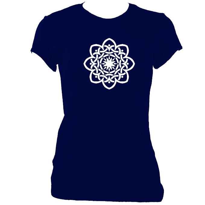 update alt-text with template Celtic Flower Ladies Fitted T-shirt - T-shirt - Navy - Mudchutney