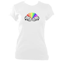 update alt-text with template Rainbow Concertina Ladies Fitted T-shirt - T-shirt - White - Mudchutney
