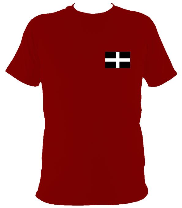 Cornish / Kernow St Pirans Flag T-Shirt - T-shirt - Cardinal Red - Mudchutney