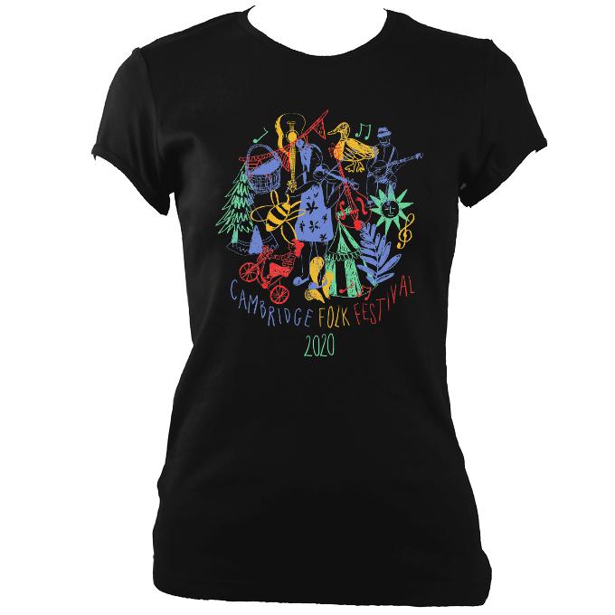 Cambridge Folk Festival - Design 9 - Women's Fitted T-shirt - T-shirt - Black - Mudchutney