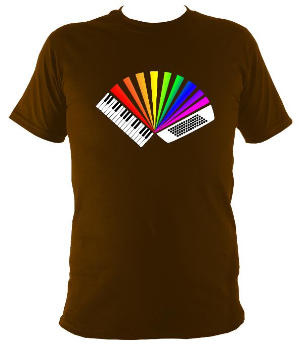 Rainbow Piano Accordion T-shirt - T-shirt - Dark Chocolate - Mudchutney