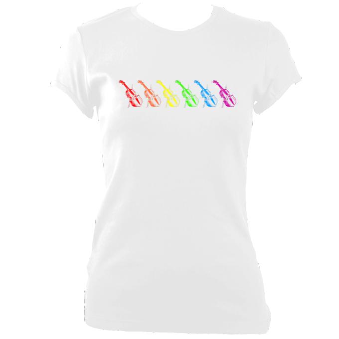 update alt-text with template Rainbow Fiddles Ladies Fitted T-shirt - T-shirt - White - Mudchutney