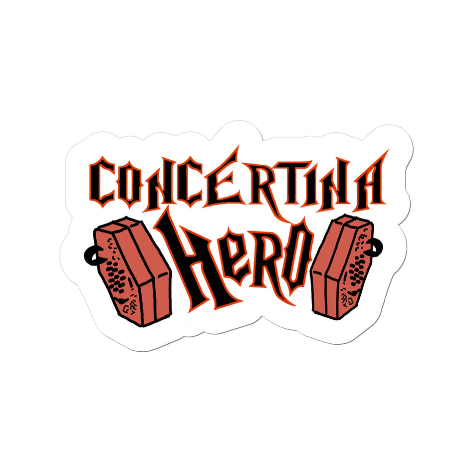 Concertina Hero Sticker | Stickers | Mudchutney Folk Music Merchandise