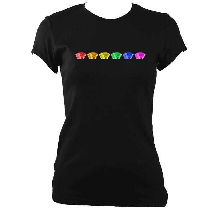 Rainbow of Melodeons Ladies Fitted T-shirt - T-shirt - Black - Mudchutney