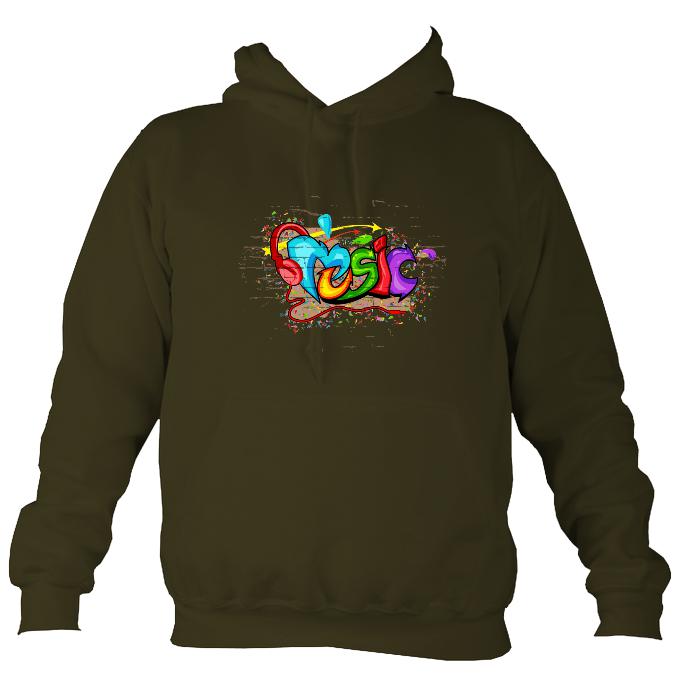 Music Graffiti Hoodie-Hoodie-Olive green-Mudchutney