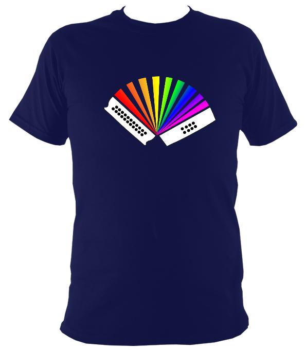 Rainbow Melodeon Music T-shirt - T-shirt - Navy - Mudchutney