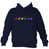Rainbow Coloured Row of Guitars Hoodie-Hoodie-Oxford navy-Mudchutney