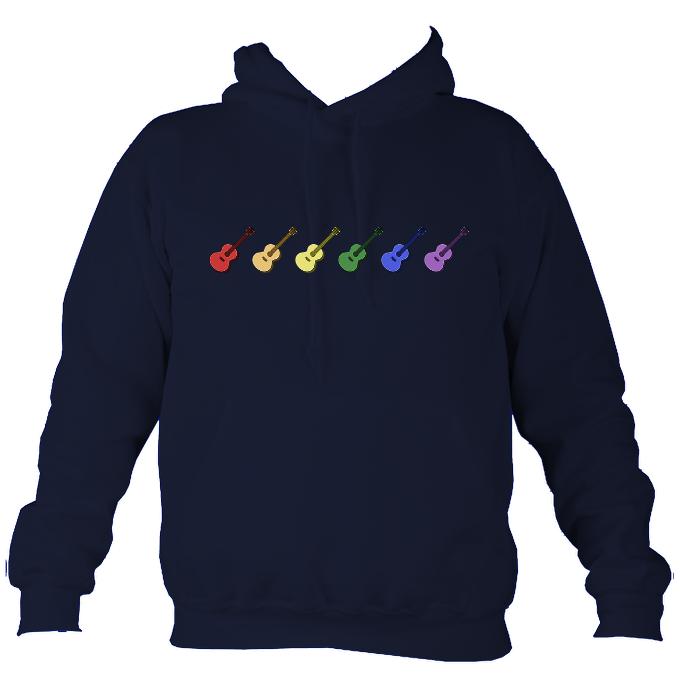 Rainbow Coloured Row of Guitars Hoodie-Hoodie-Oxford navy-Mudchutney