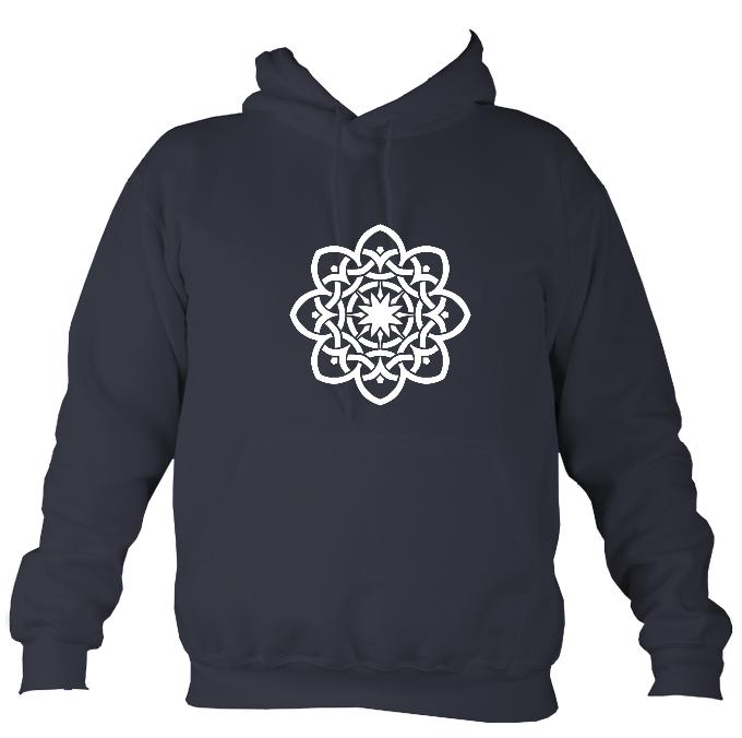 Celtic Geometric Flower Design Hoodie-Hoodie-Denim-Mudchutney