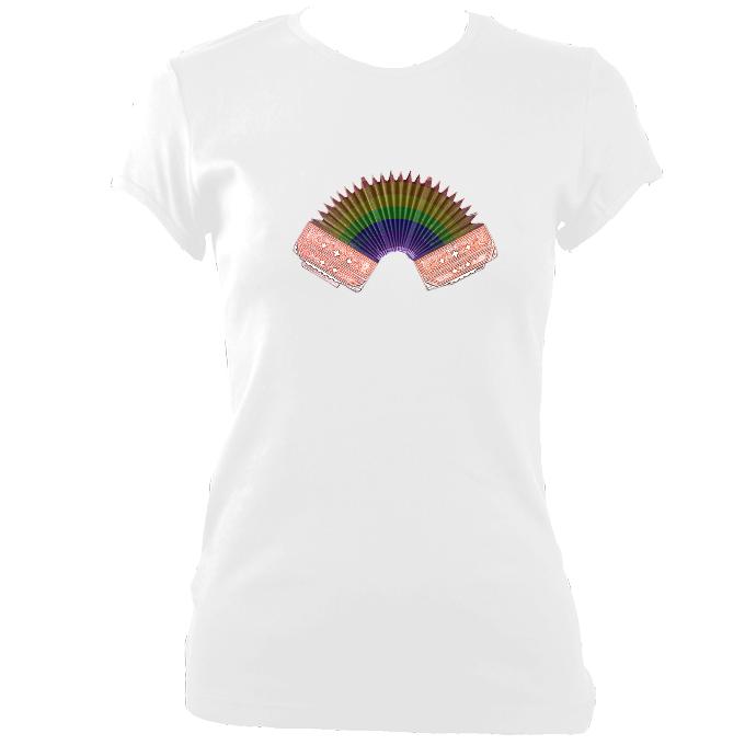 update alt-text with template Rainbow Accordion Ladies Fitted T-shirt - T-shirt - White - Mudchutney